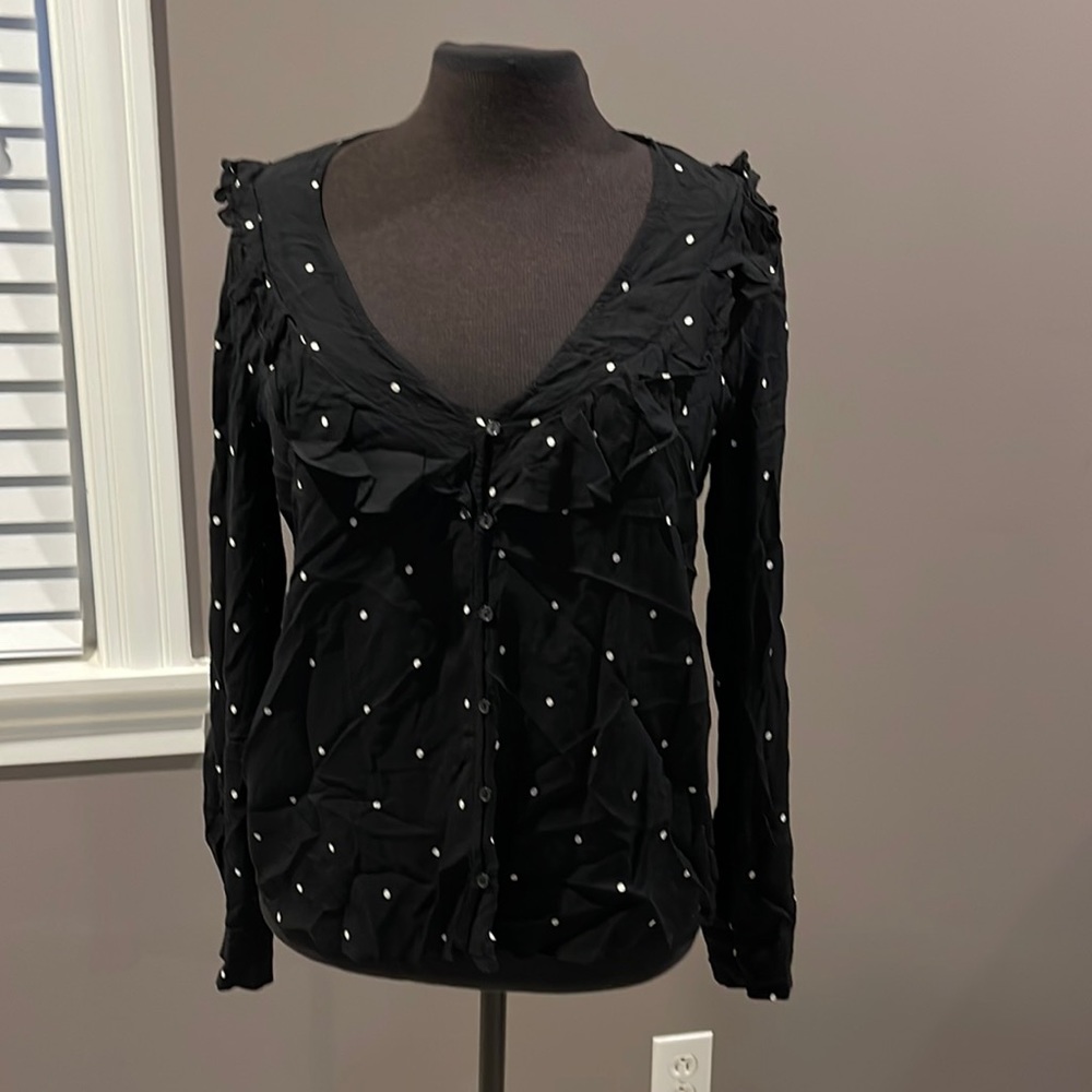 MANGO - Black polka dots blouse